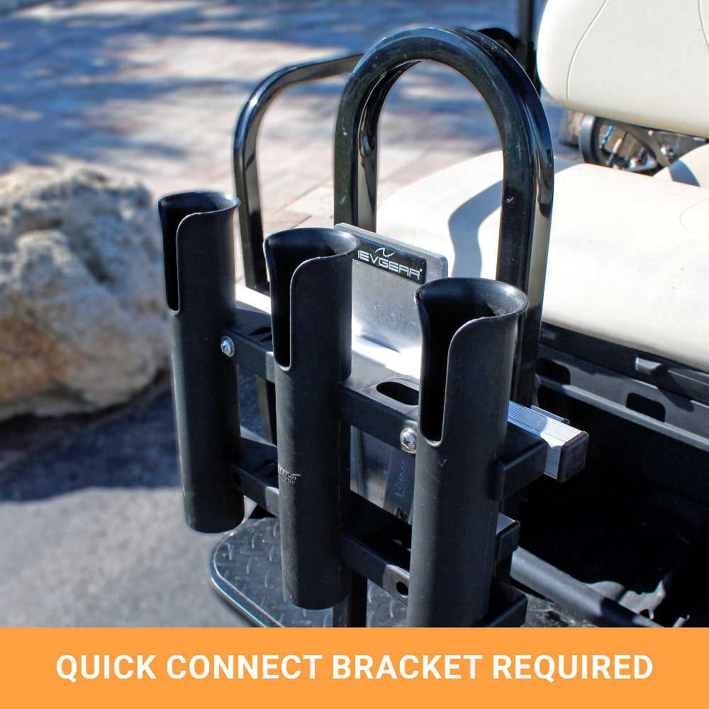 Golf Cart Fishing Rod Holder - with Quick Connect Bracket for Golf Carts  with 11 - 12 Wide Safety Grab Bars with Rear Seat Kits